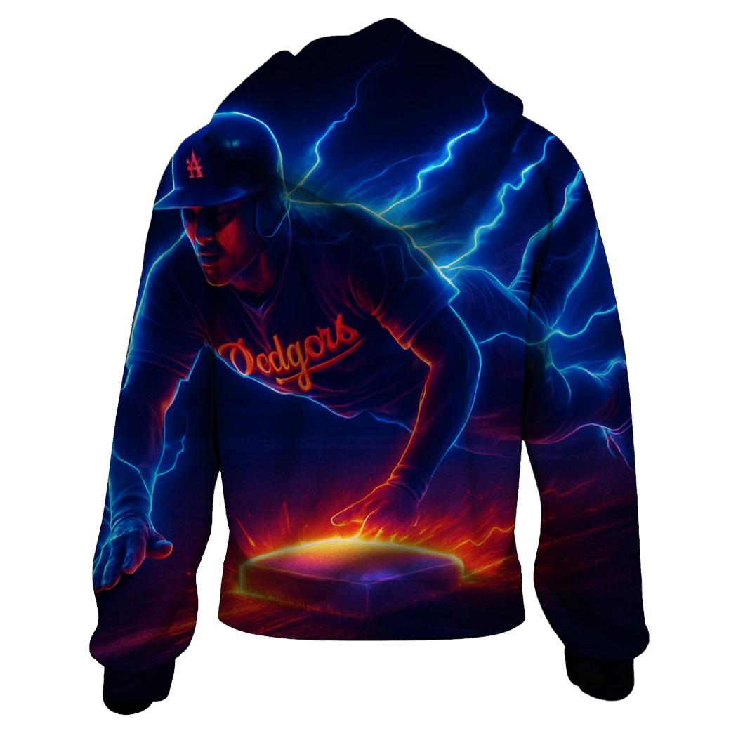 Blue Lightning Steal embroidered hoodies