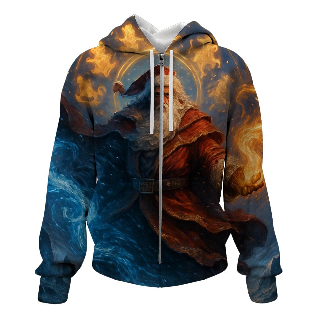 Frostfire Battle Santa embroidered hoodies