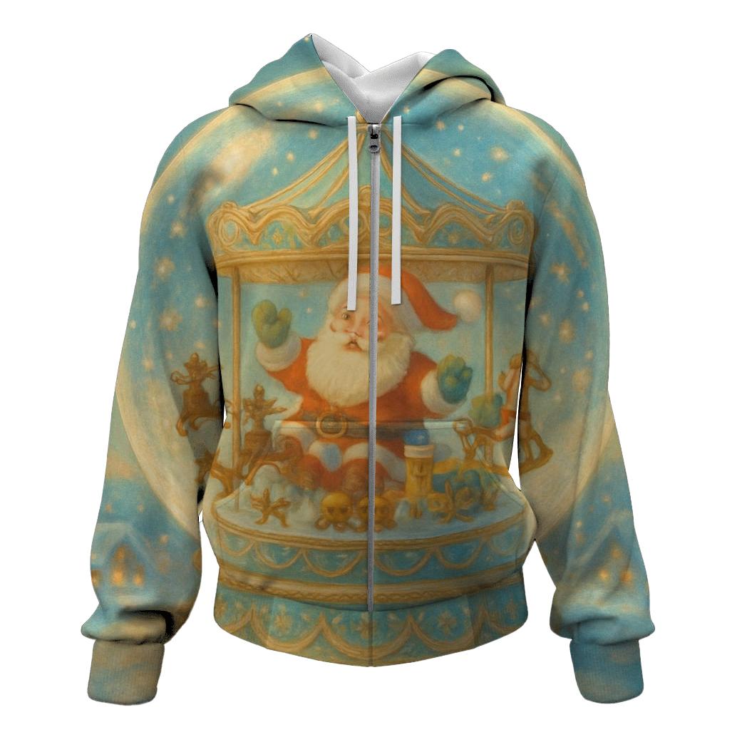 Snowglobe Carousel Santa hoodie trends