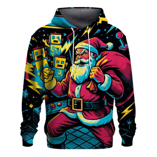 Retro Arcade Santa Showdown premium hoodies