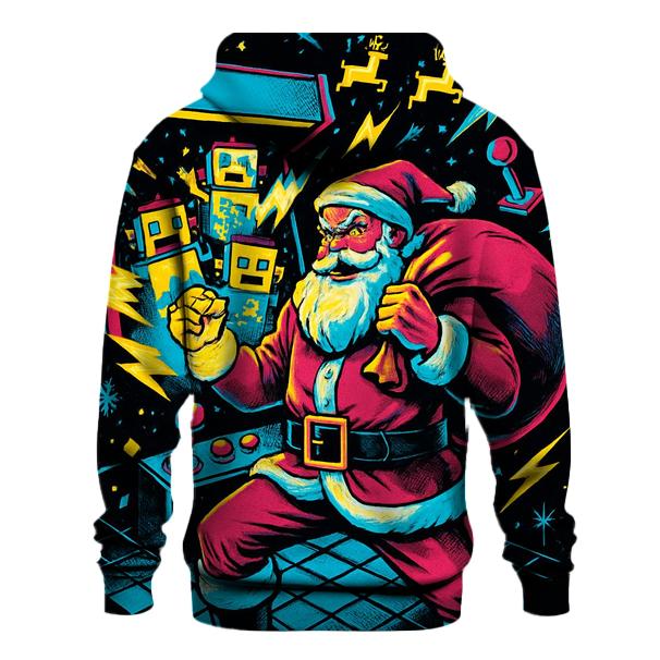 Retro Arcade Santa Showdown premium hoodies