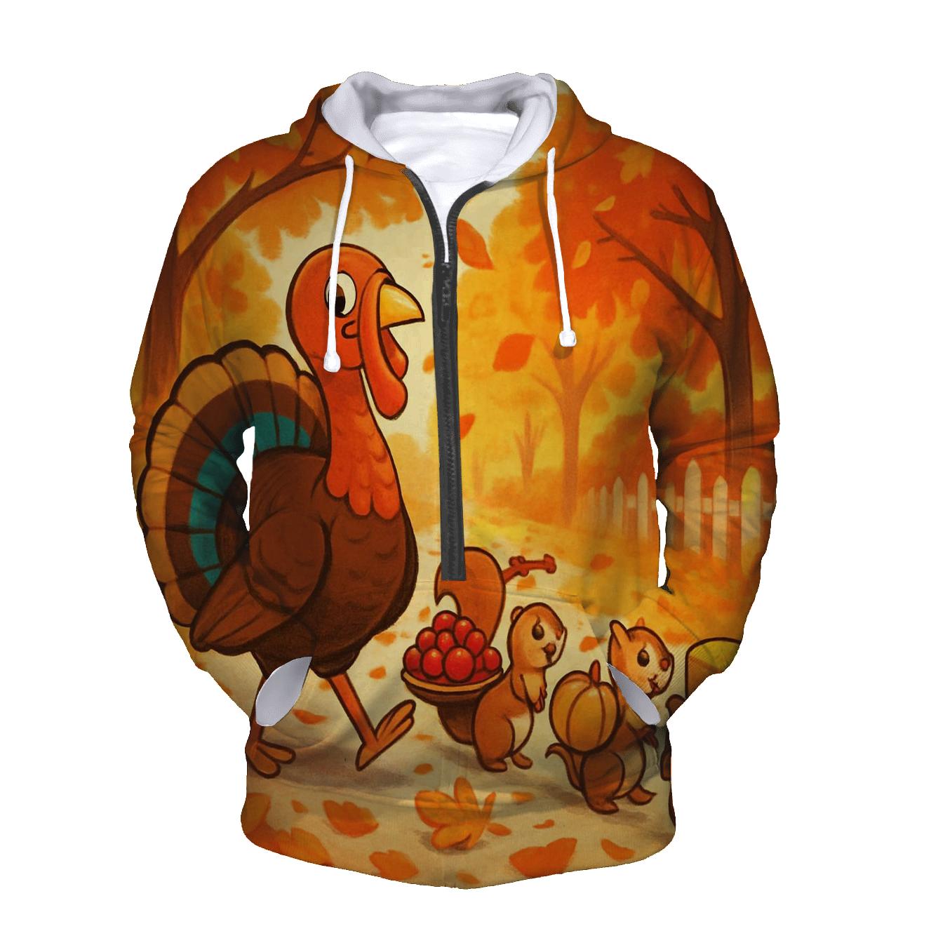 Turkey Parade Through Maple Lane premium hoodies
