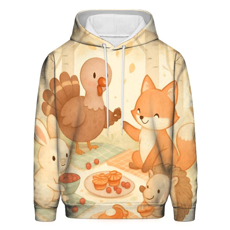 Woodland Friends Harvest Circle zip-up hoodies