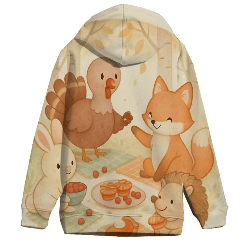 Woodland Friends Harvest Circle zip-up hoodies