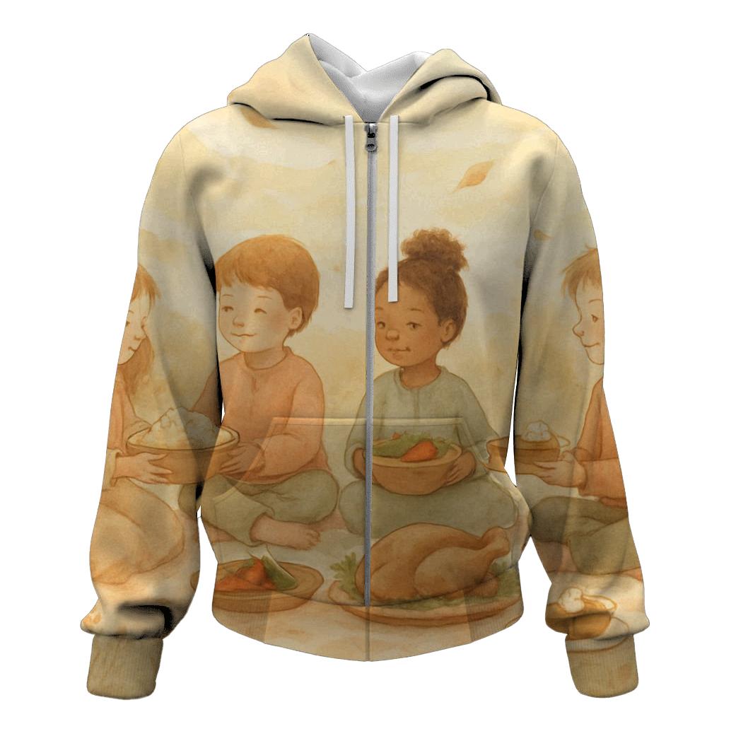 Autumn Meadow Kids Feast custom hoodies