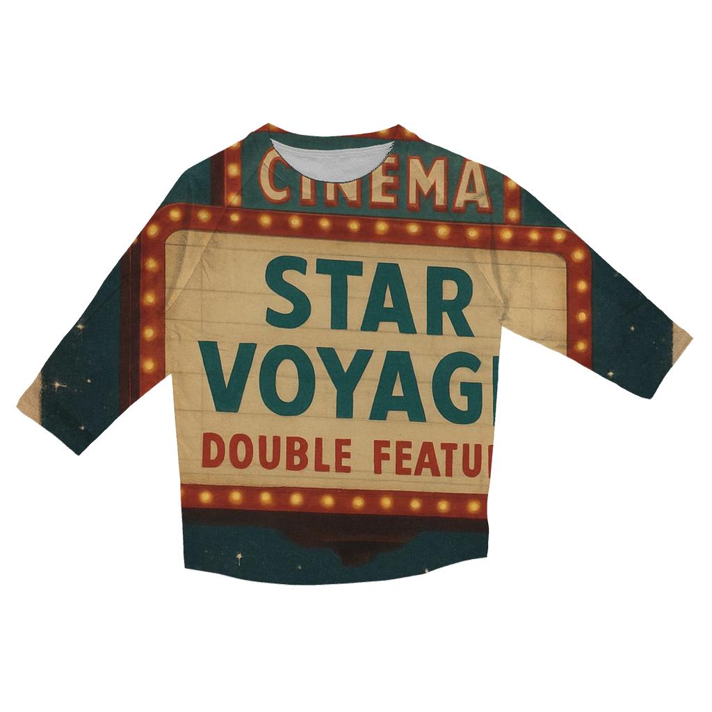 Retro Cosmic Cinema Marquee casual three quarter sleeve shirts