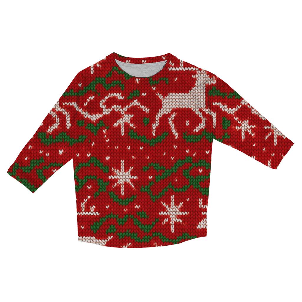 Tangled Tinsel Reindeer Bands casual three quarter sleeve shirts