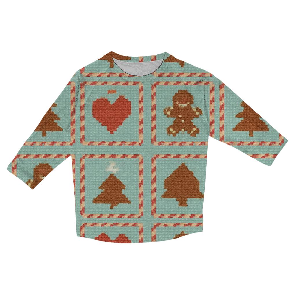 Gingerbread Cookie Grid Parade casual three quarter sleeve shirts