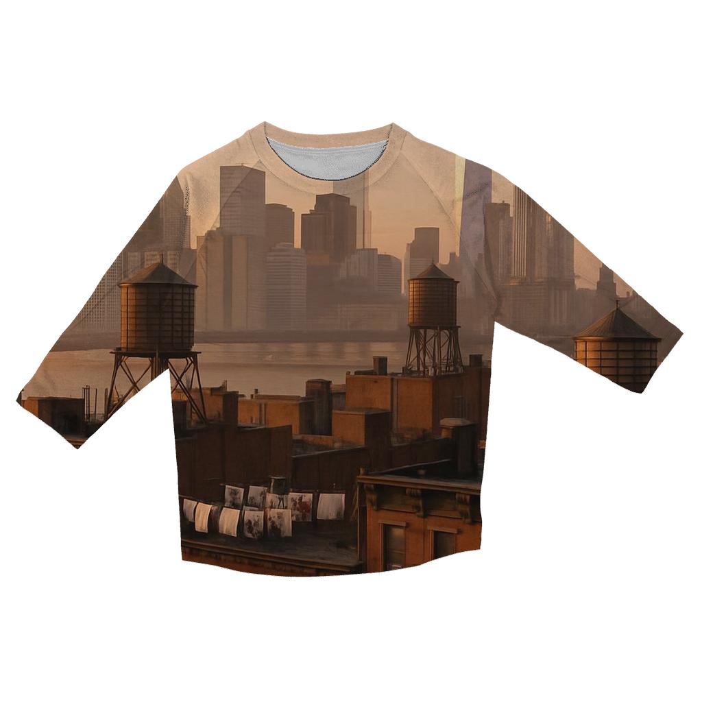 Chinatown Rooftop Sunrise Over Fiery Brick custom 3/4 sleeve shirts
