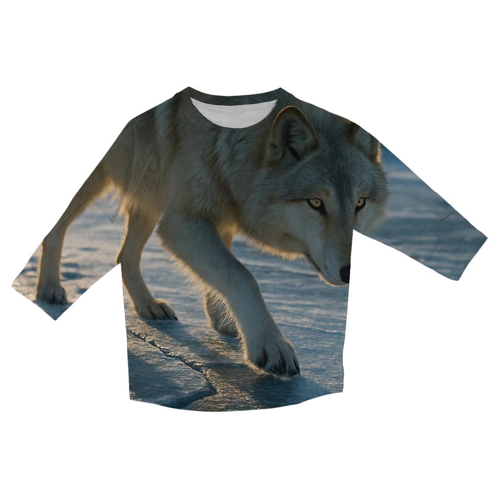 Midwinter Wolf Crossing Frozen River custom 3/4 sleeve shirts