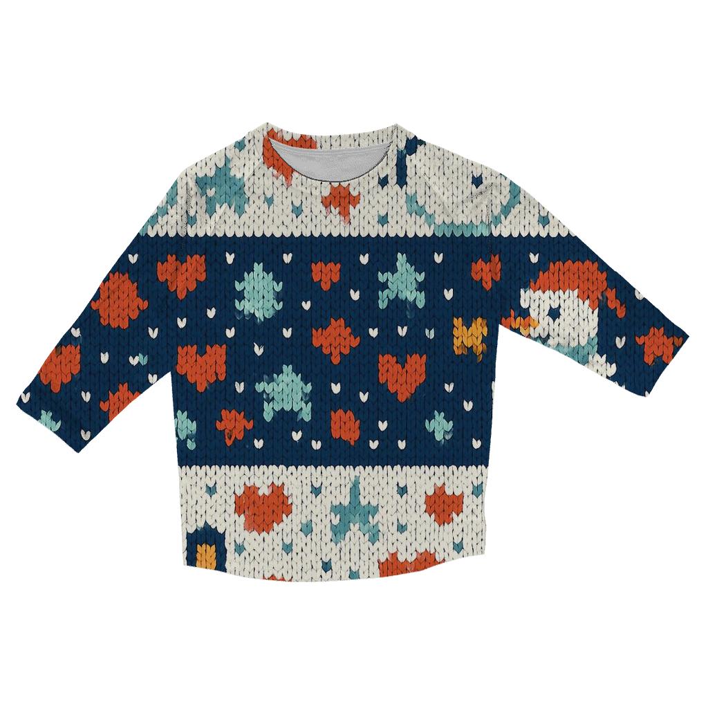 Snowman Lantern Stripe Carnival fashion 3/4 sleeve shirts