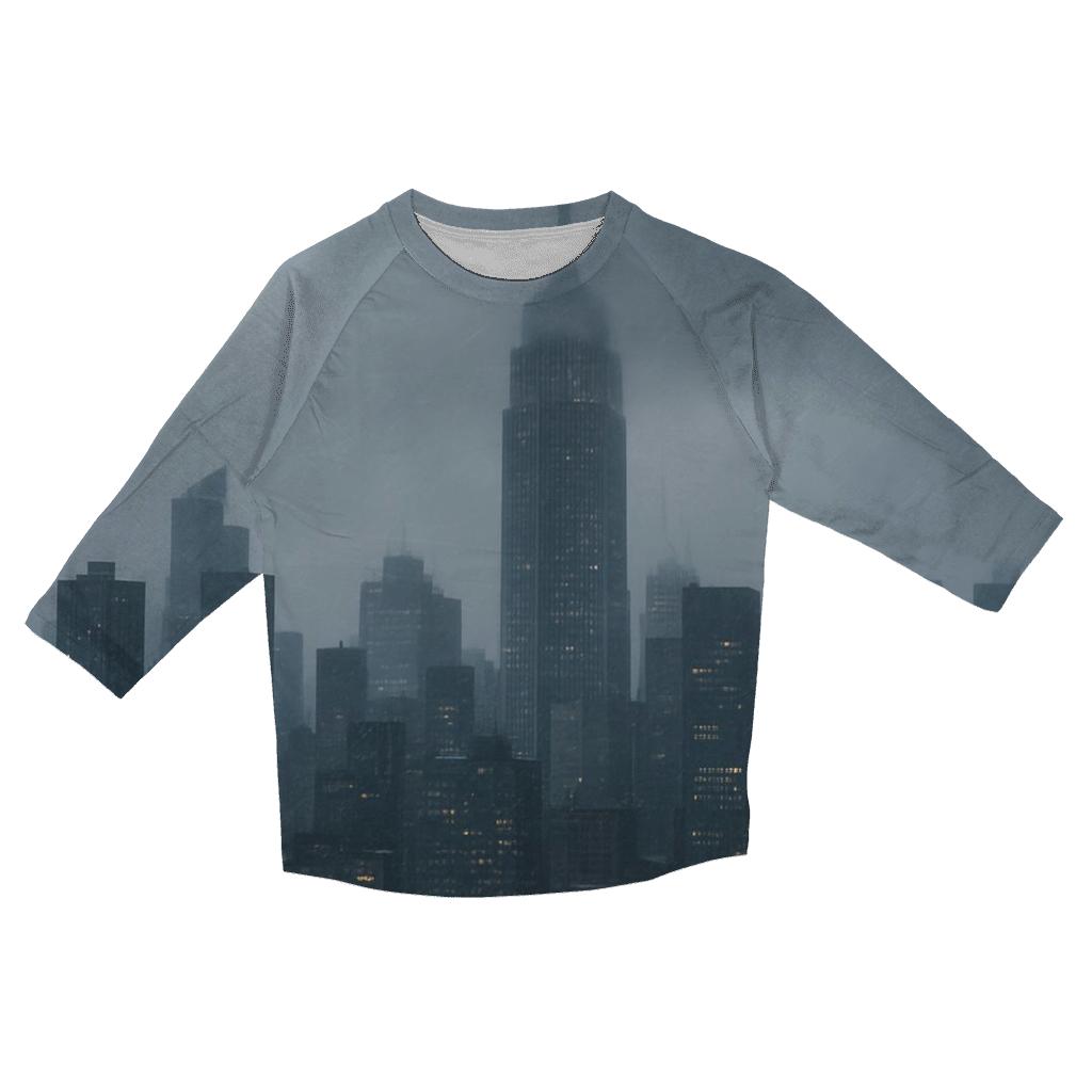 Winter Storm Closing In On Midtown printed three quarter sleeve shirts