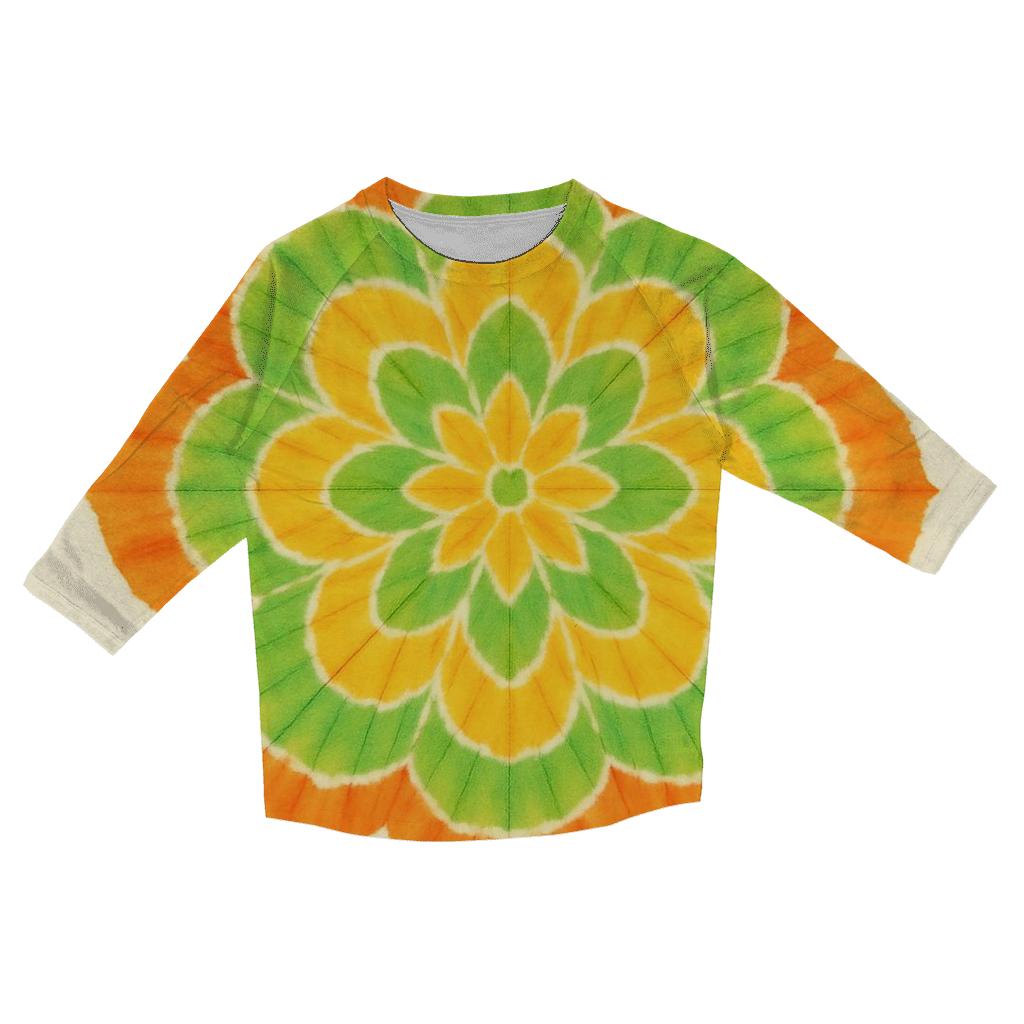 Citrus Bloom Mandala Rosette casual three quarter sleeve shirts