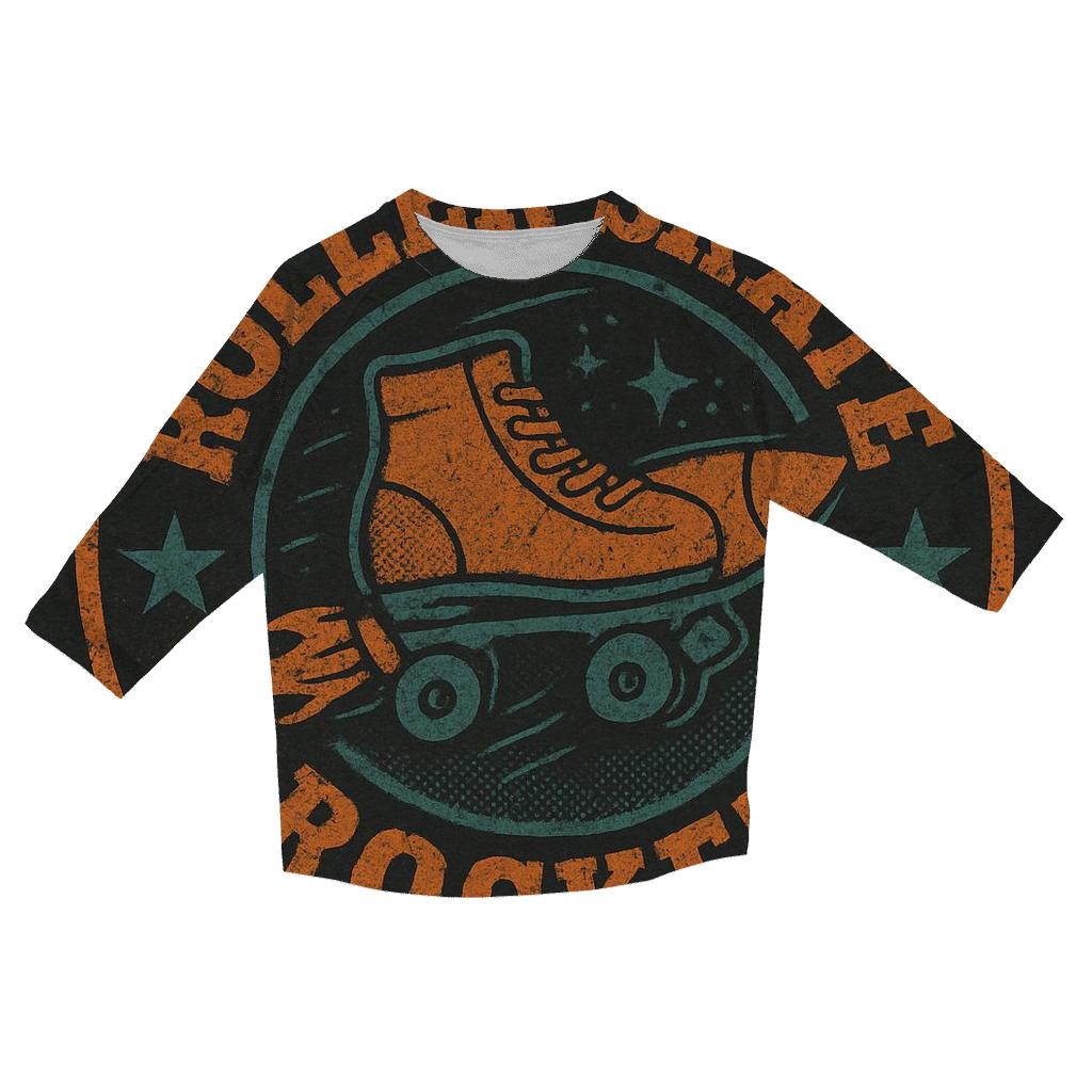 Retro Rocket Roller Derby Badge custom 3/4 sleeve shirts