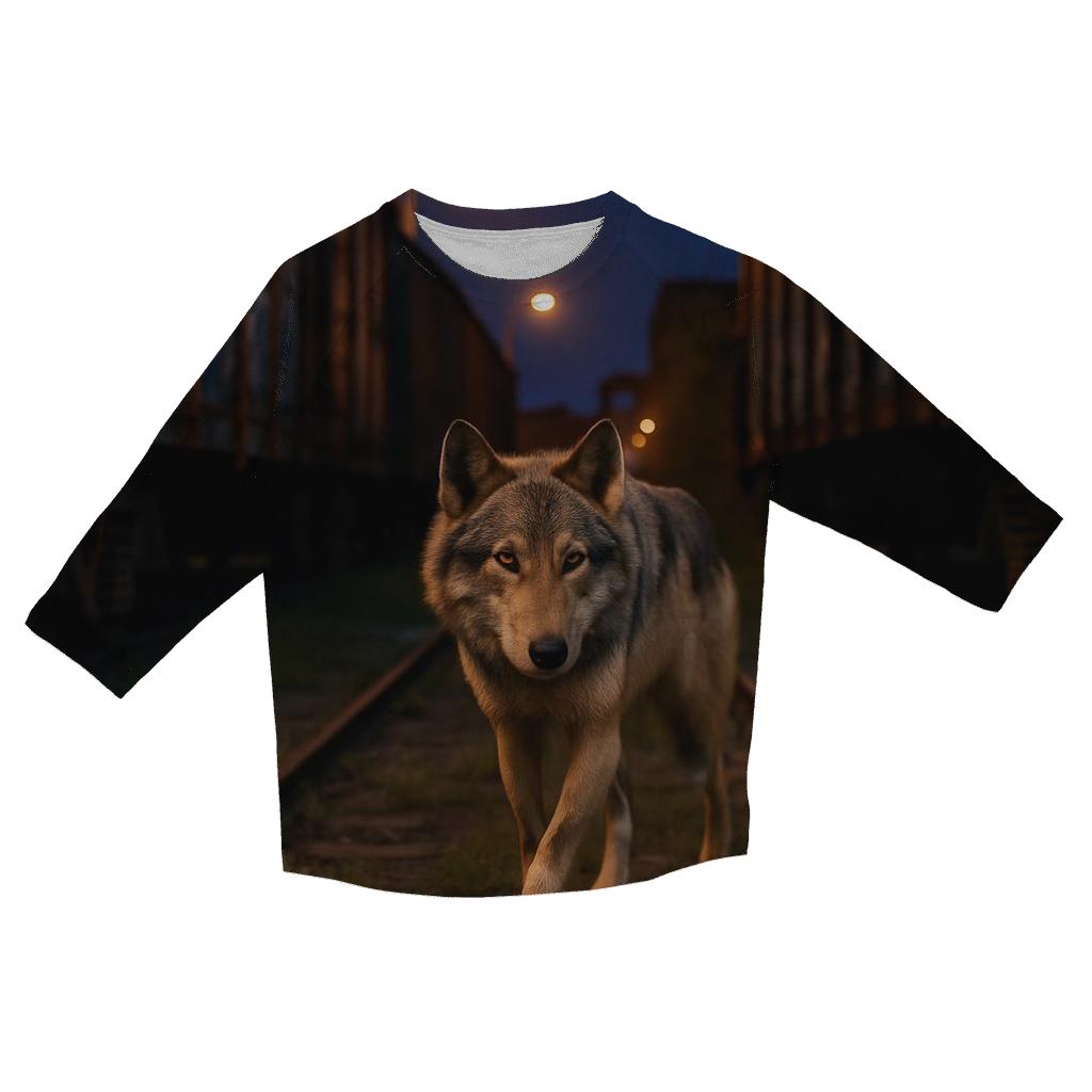 Urban Rail Yard Wolf At Dusk fashion 3/4 sleeve shirts