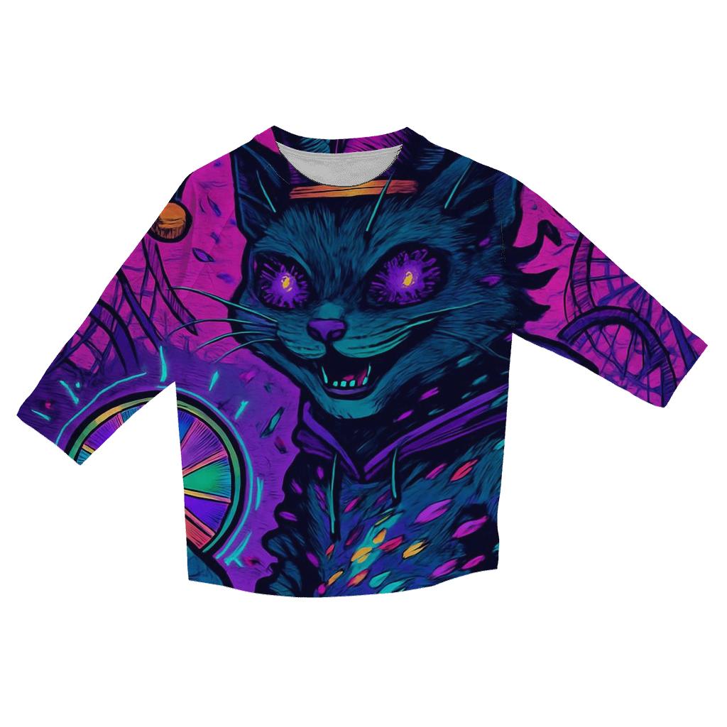 Glitched Carnival Cat personalized 3/4 sleeve tees