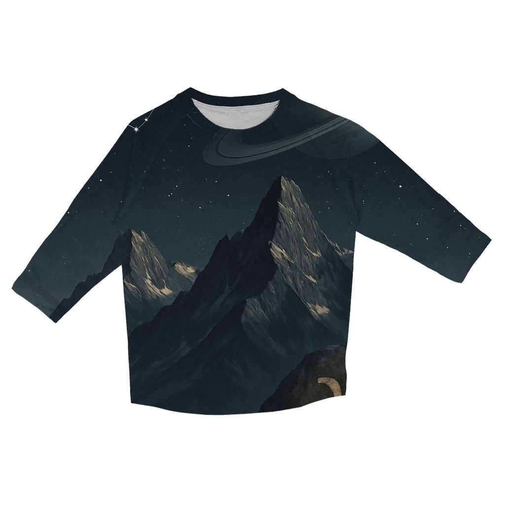 Capricorn Mountain Ringed Planet Ascent fashion 3/4 sleeve shirts