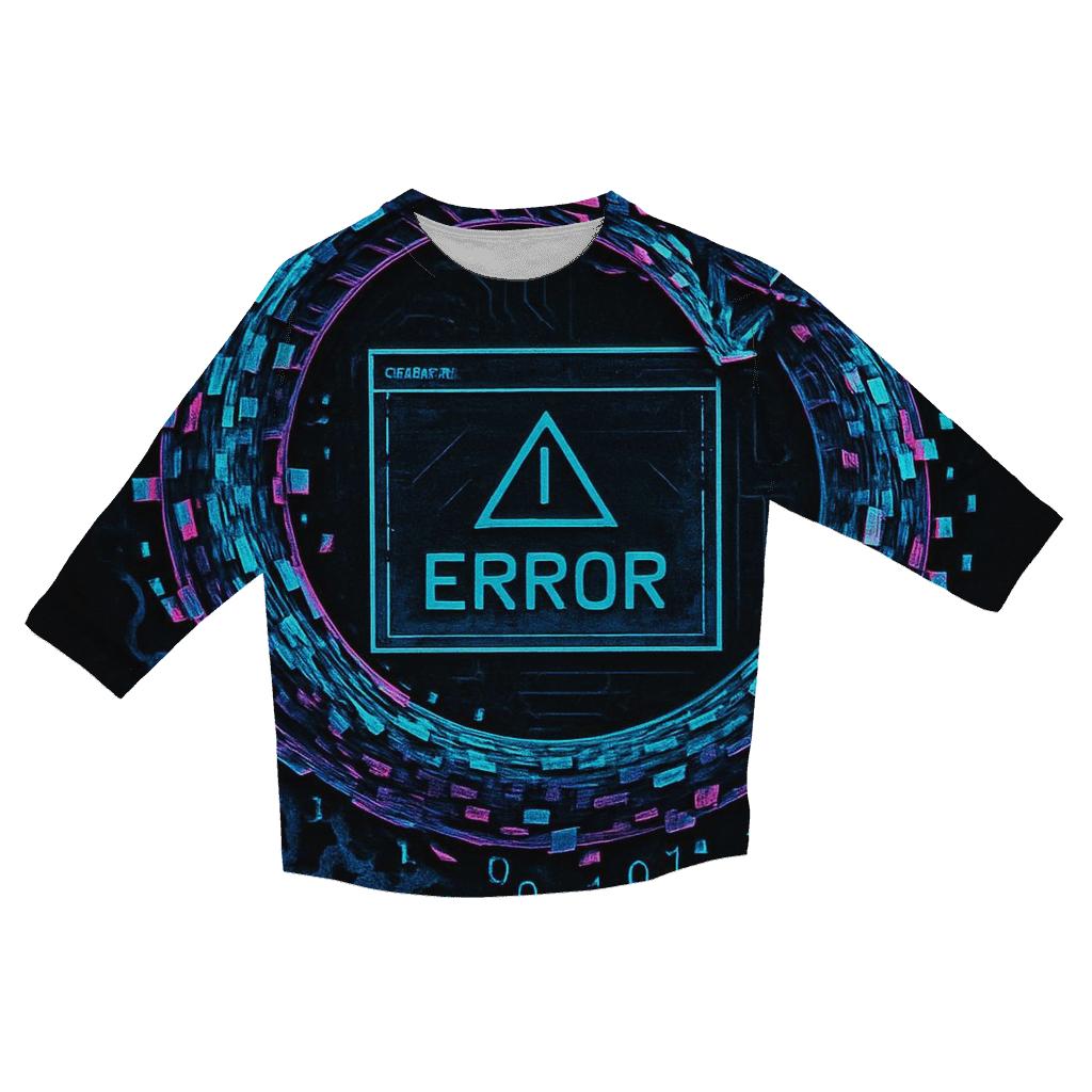 Digital Glitch Ouroboros printed three quarter sleeve shirts