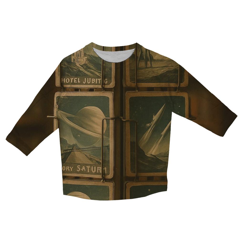 Sepia Interstellar Postcard Rack personalized 3/4 sleeve tees