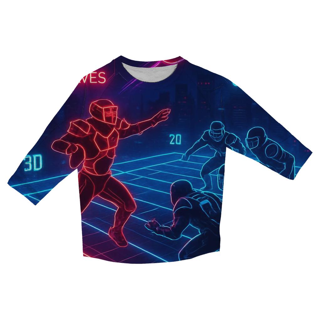 Neon Cyber Turf Braves Vs Cubs casual three quarter sleeve shirts