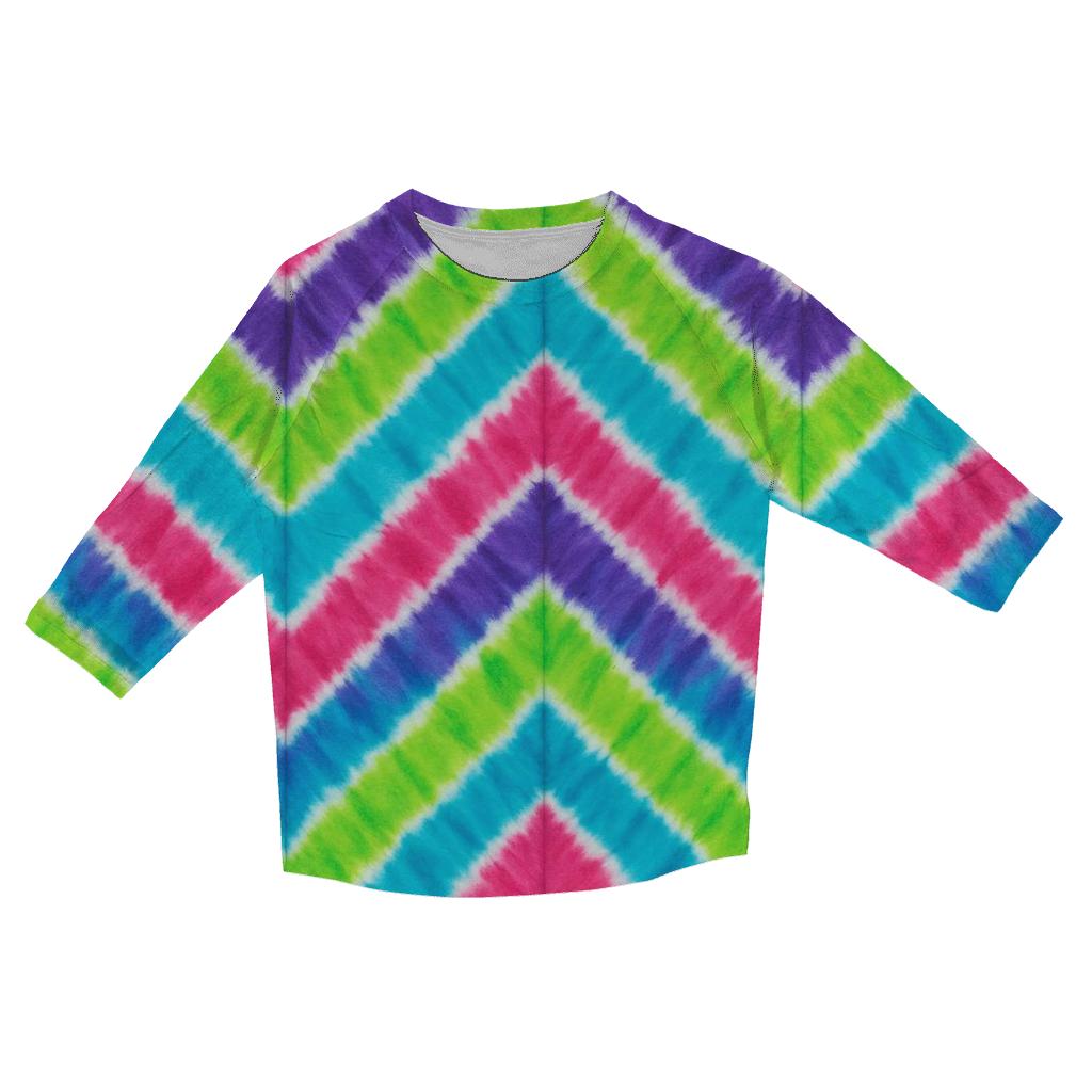 Neon Chevron Accordion Waves printed three quarter sleeve shirts