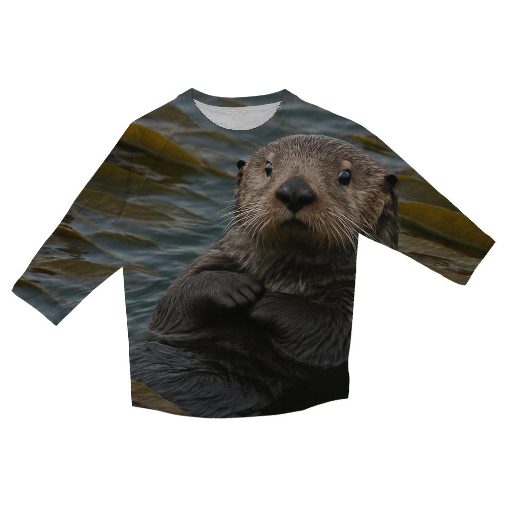 Kelp Forest Patrol Sea Otter printed three quarter sleeve shirts
