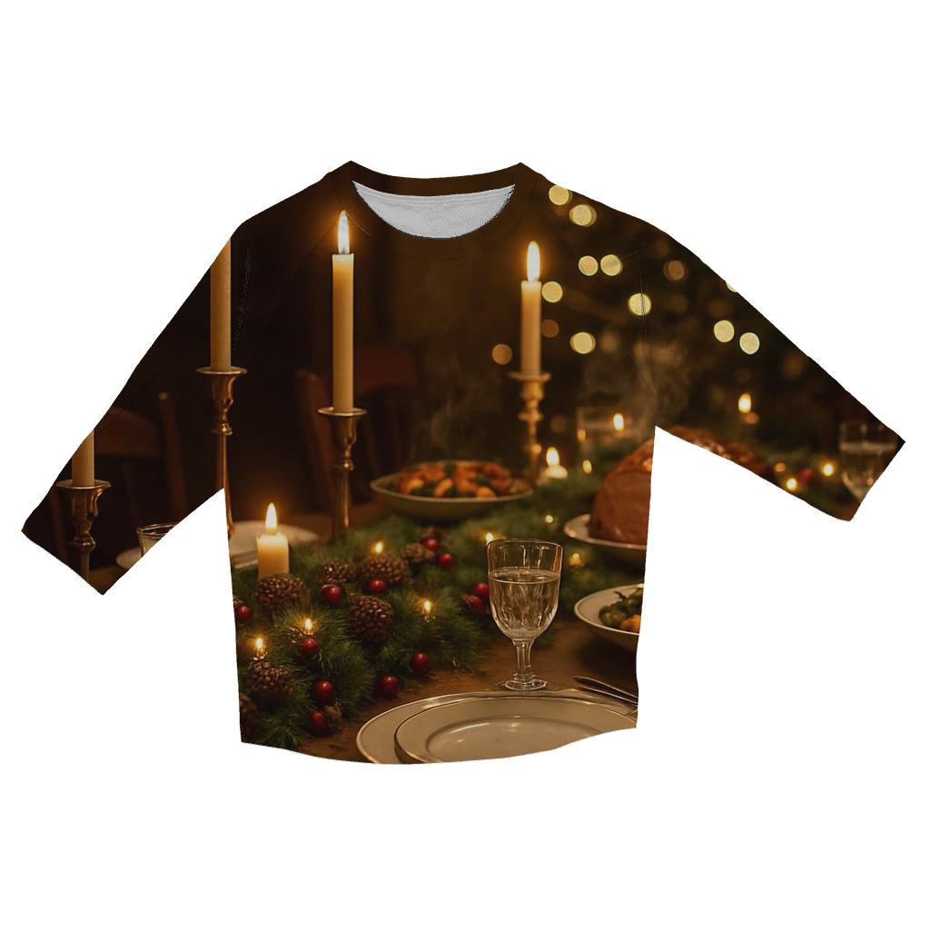 Christmas Eve Table Blessing casual three quarter sleeve shirts