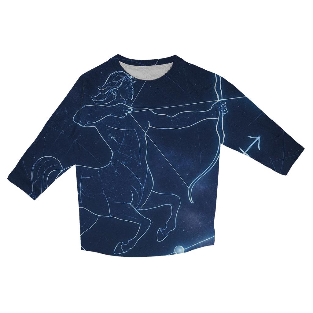 Sagittarius Celestial Archer Trajectory casual three quarter sleeve shirts