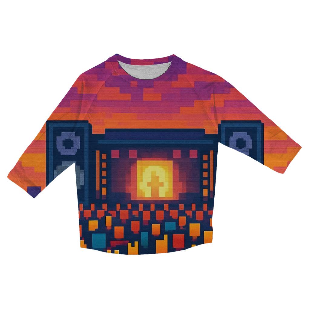 Pixelated Festival Horizon stylish quarter sleeve tops