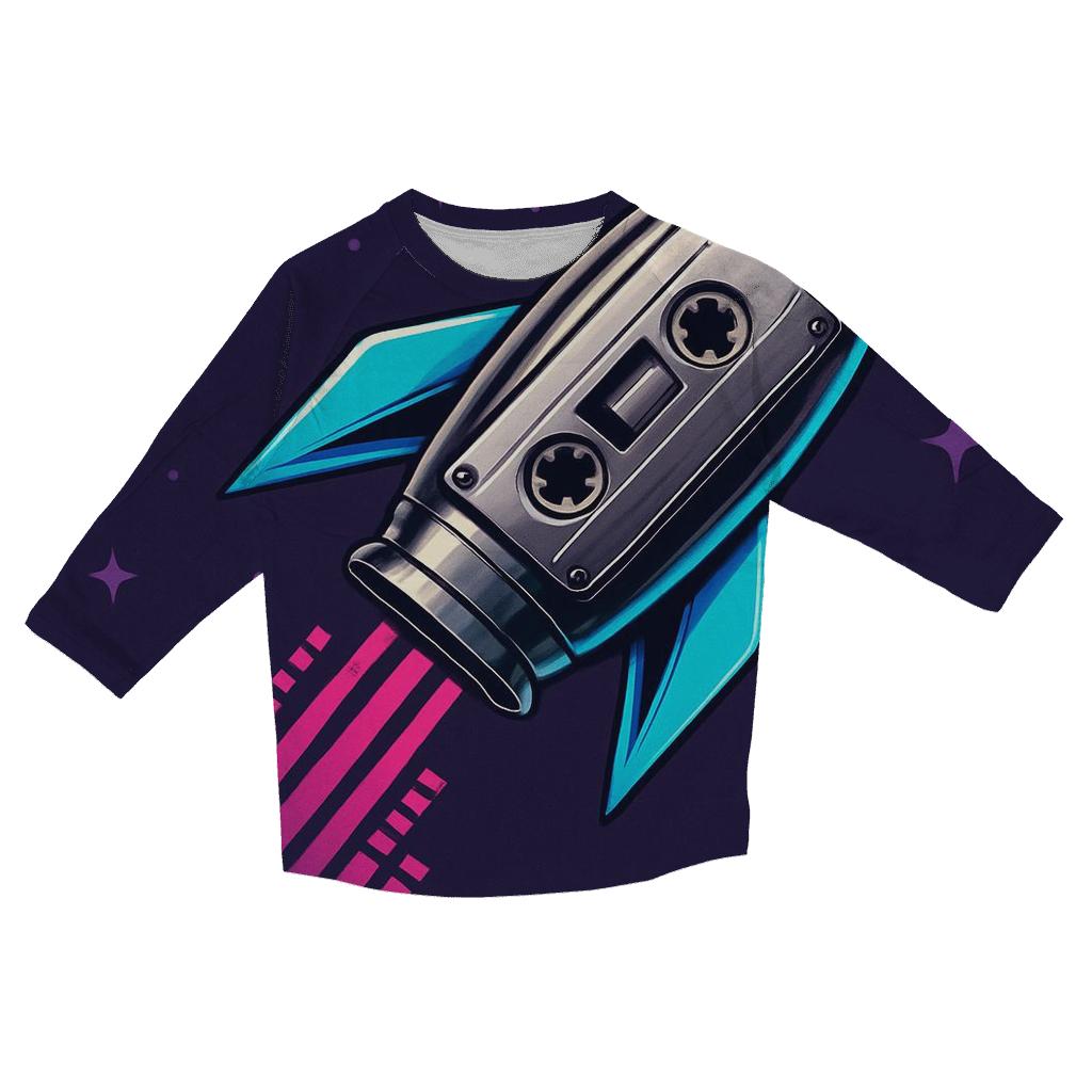 Chrome Rocket Mixtape printed three quarter sleeve shirts