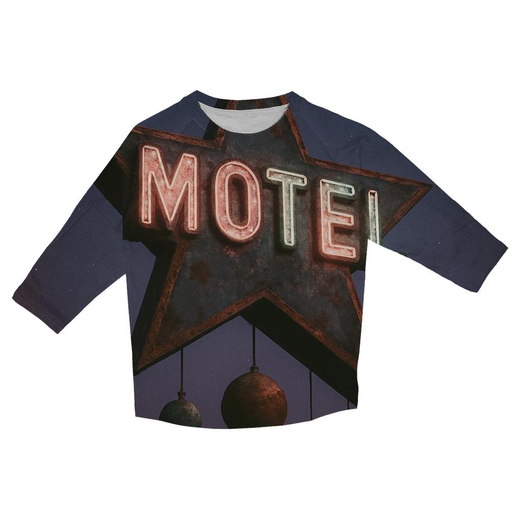 Faded Neon Star Motel Sign stylish quarter sleeve tops