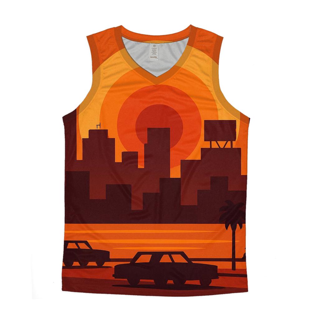 Psychedelic City Sunset personalized athletic tanks