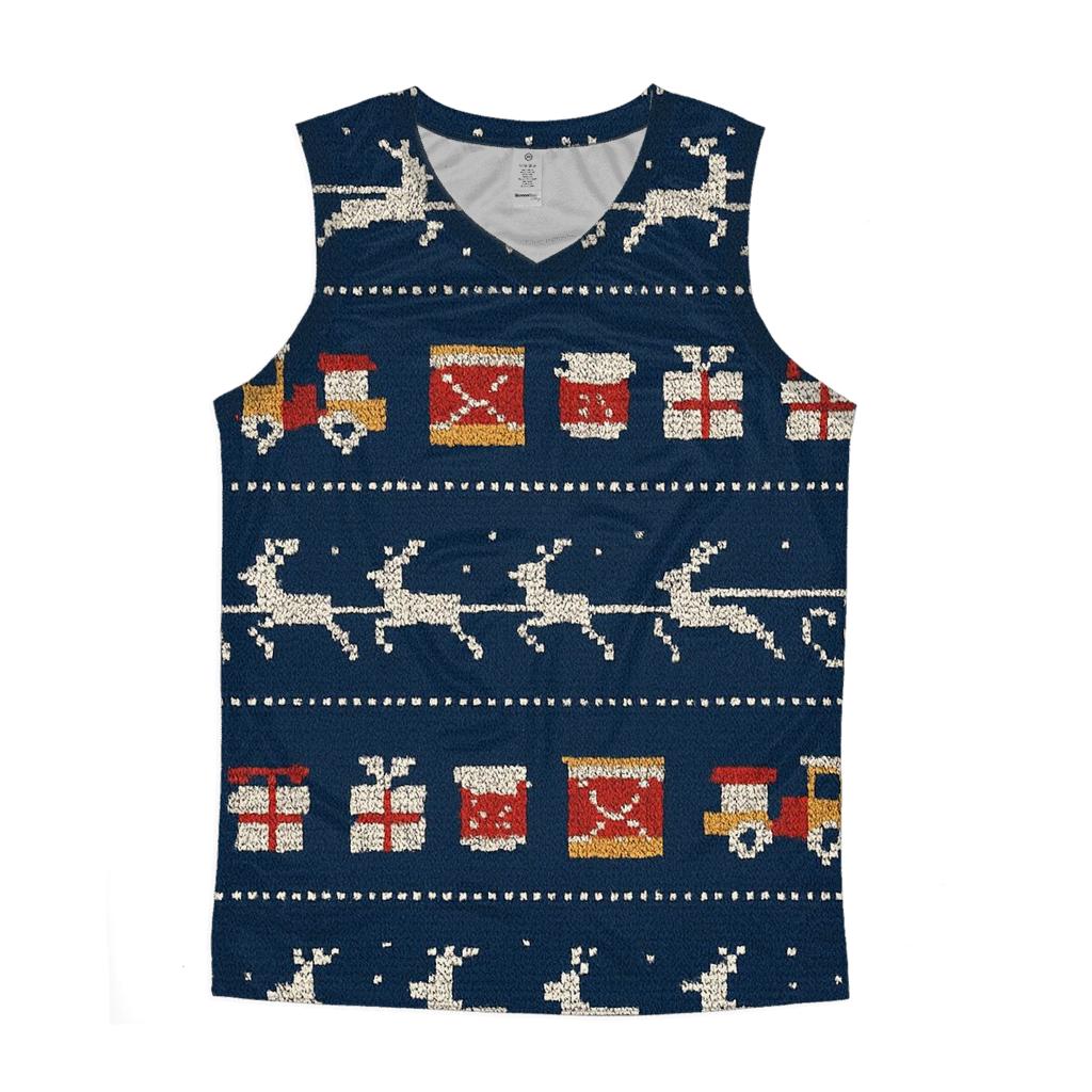 Santa Sleigh Skyline Rows personalized athletic tanks