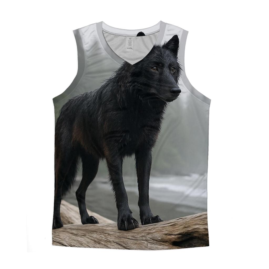 Coastal Rainforest Wolf On Driftwood casual summer tank tops