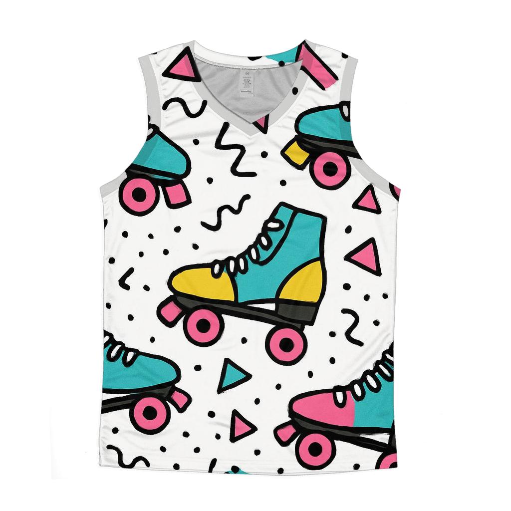 Memphis Roller Skates Pattern sports performance tank tops