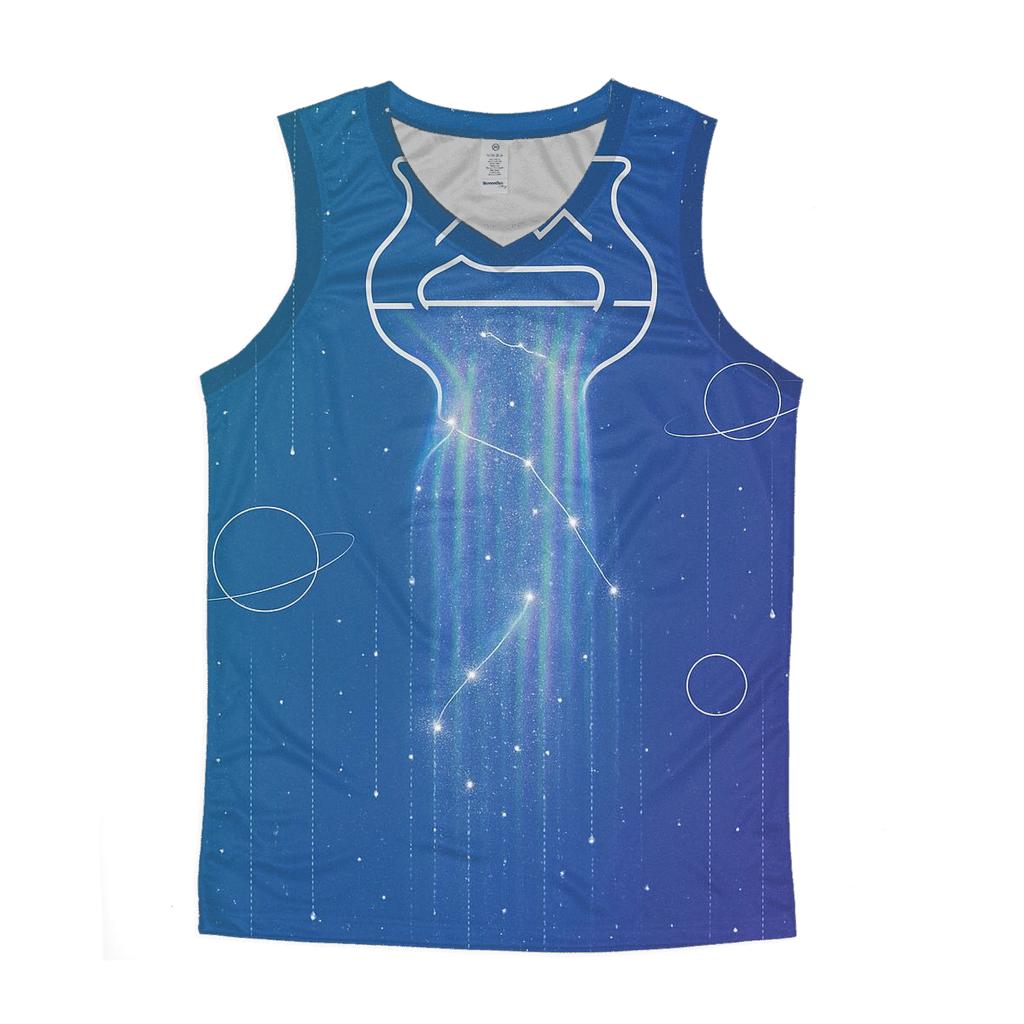 Aquarius Holographic Star Cascade graphic print tank tops