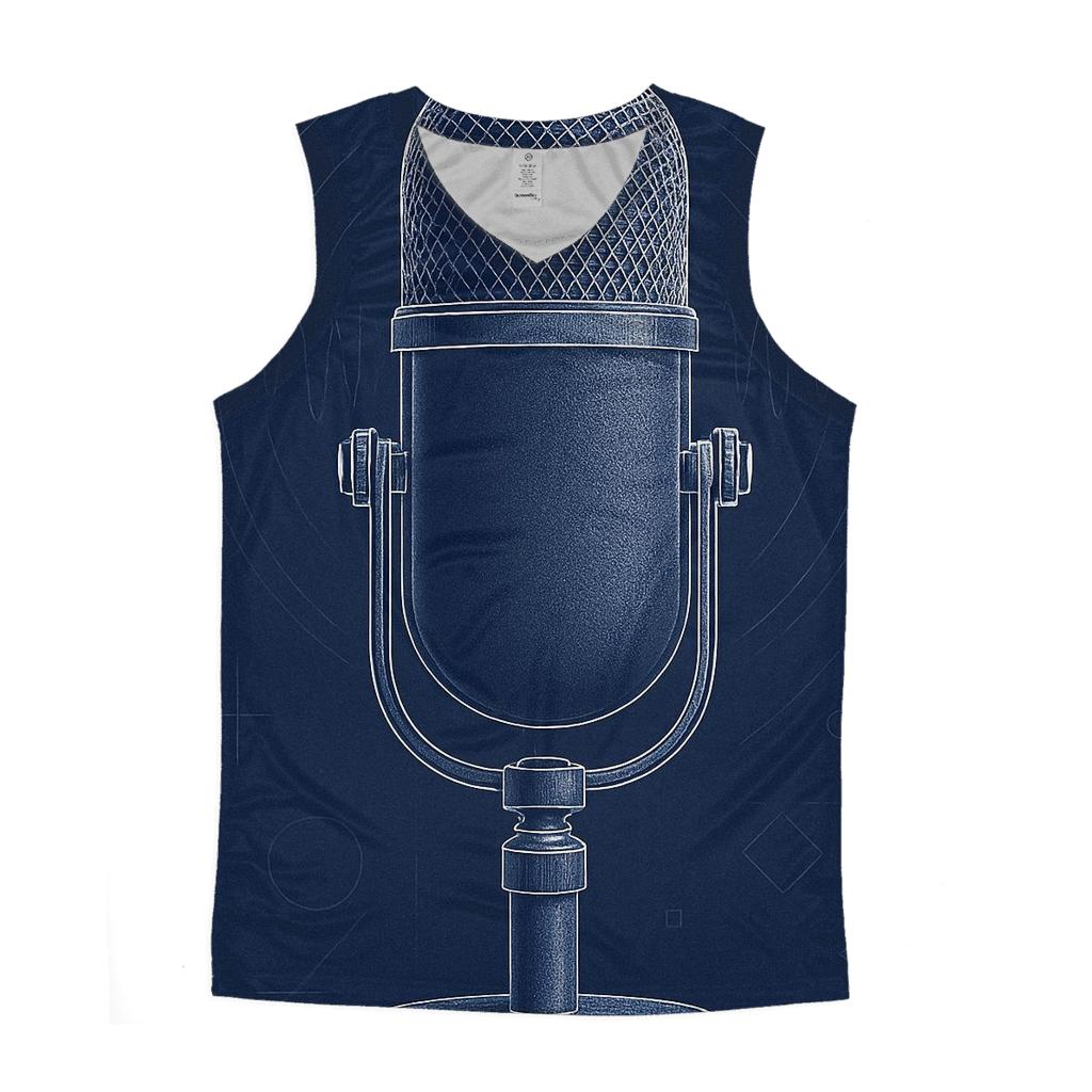 Matte Microphone Blueprint cotton sleeveless tops