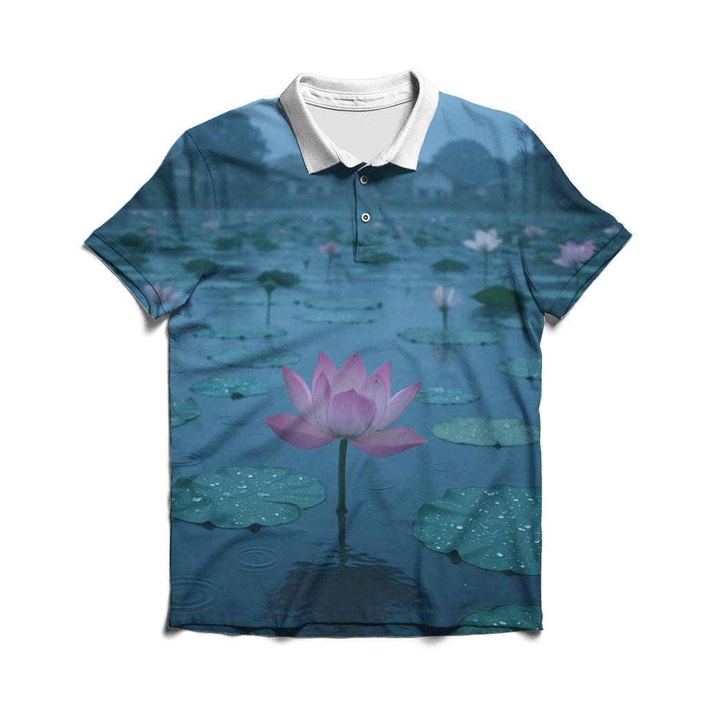 Monsoon Lotus Pond At Dusk casual sports polo shirts