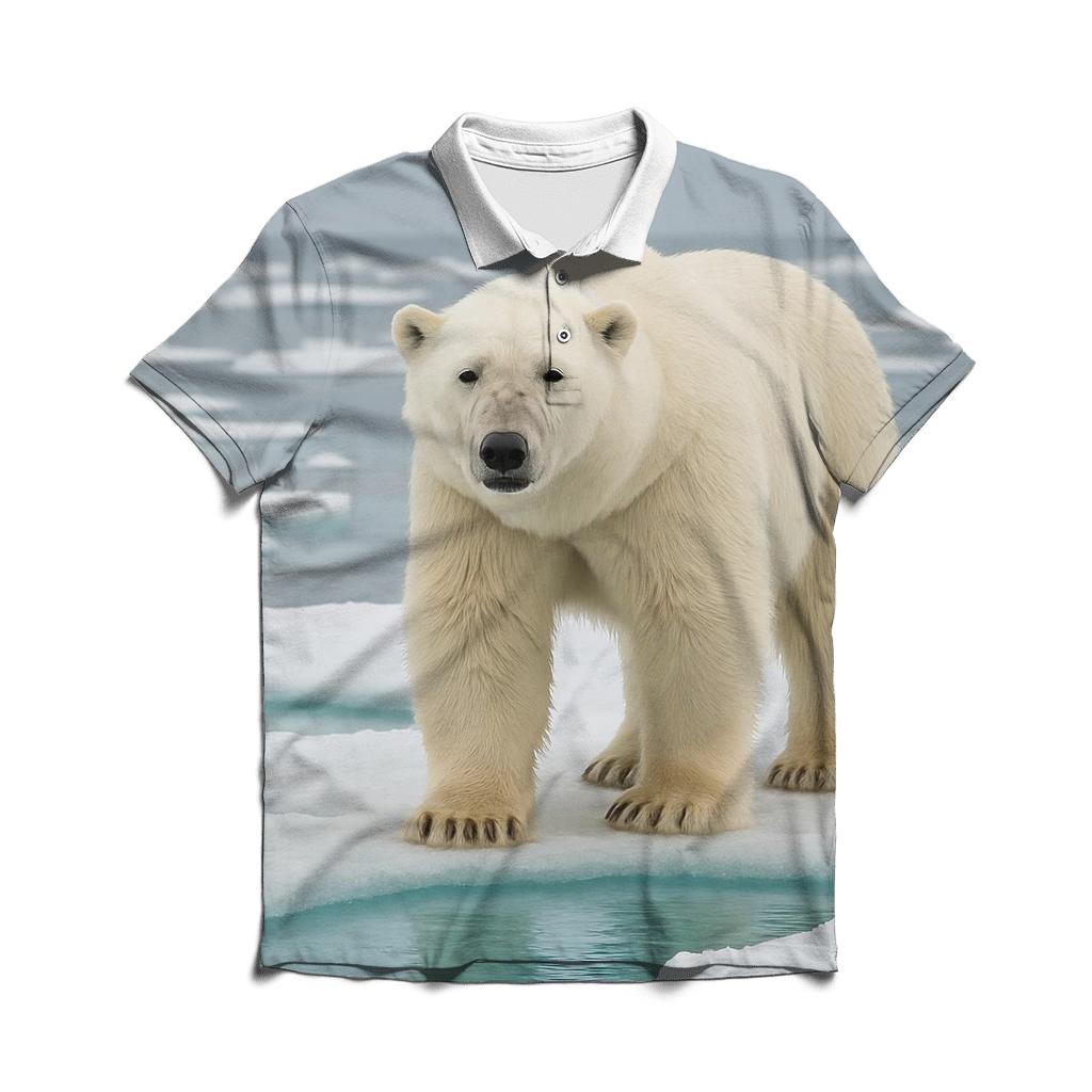 Glacier Pool Gaze Polar Bear stylish collar polo tees