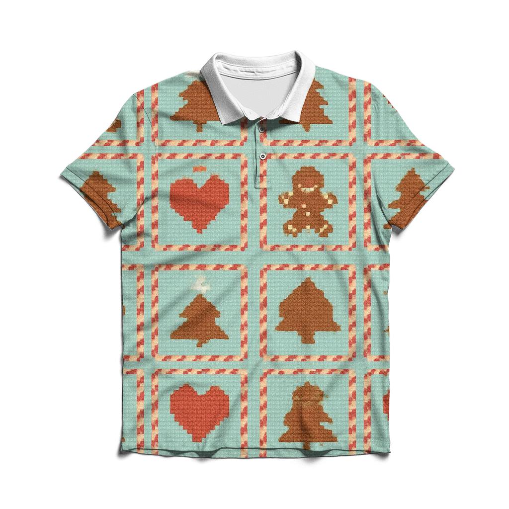 Gingerbread Cookie Grid Parade branded logo polo shirts