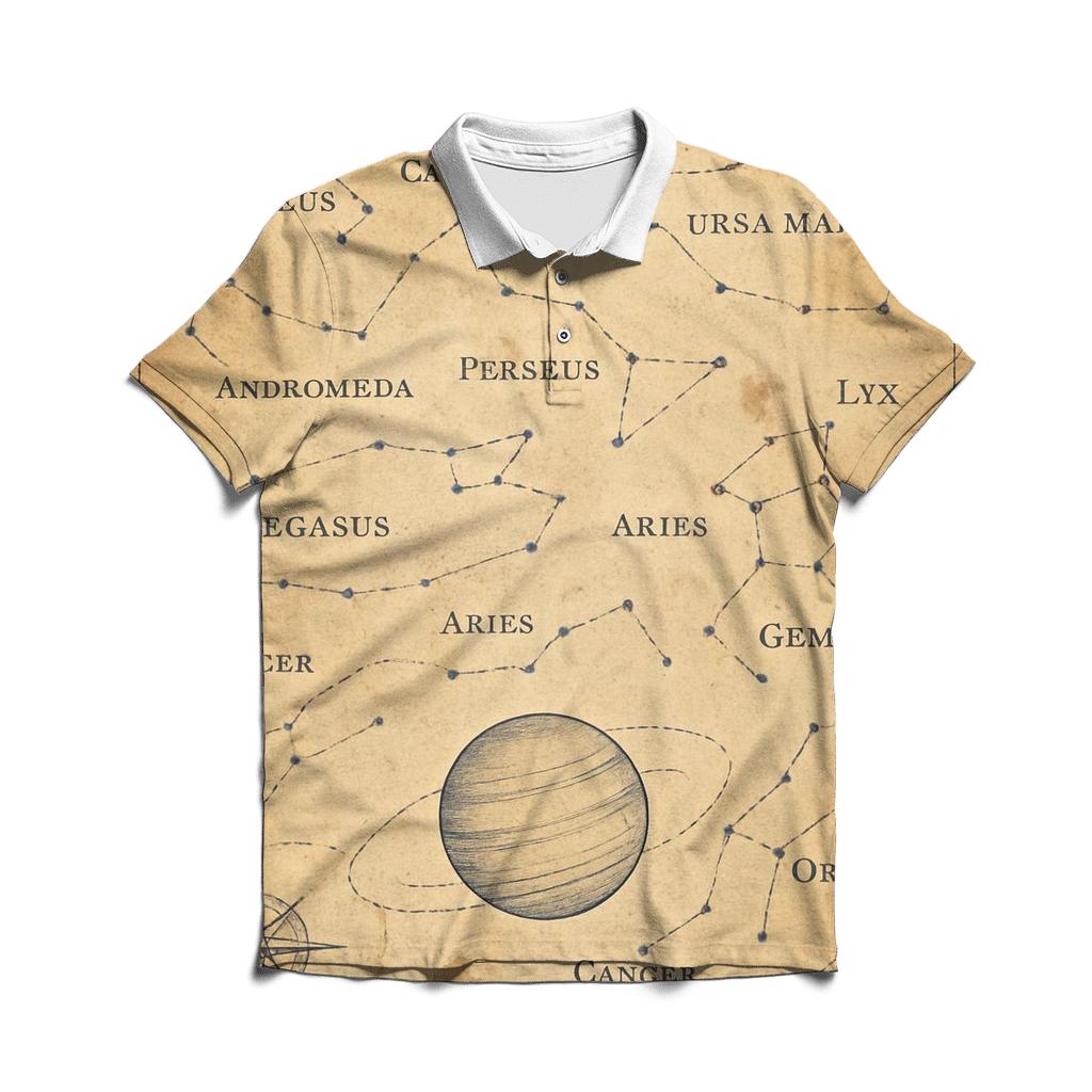 Vintage Star Map Travel Poster branded logo polo shirts