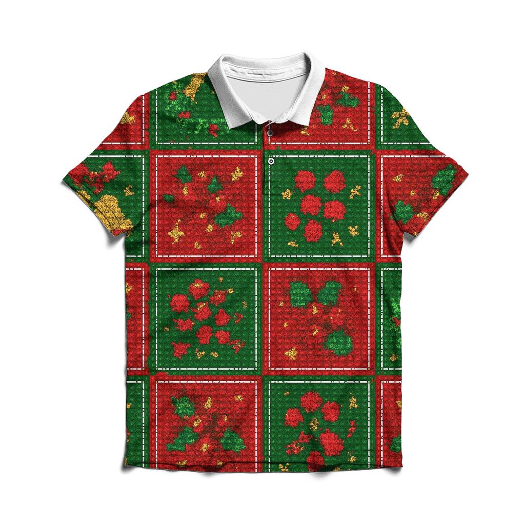 Holly Wreath Checkerboard Clash classic pique polos