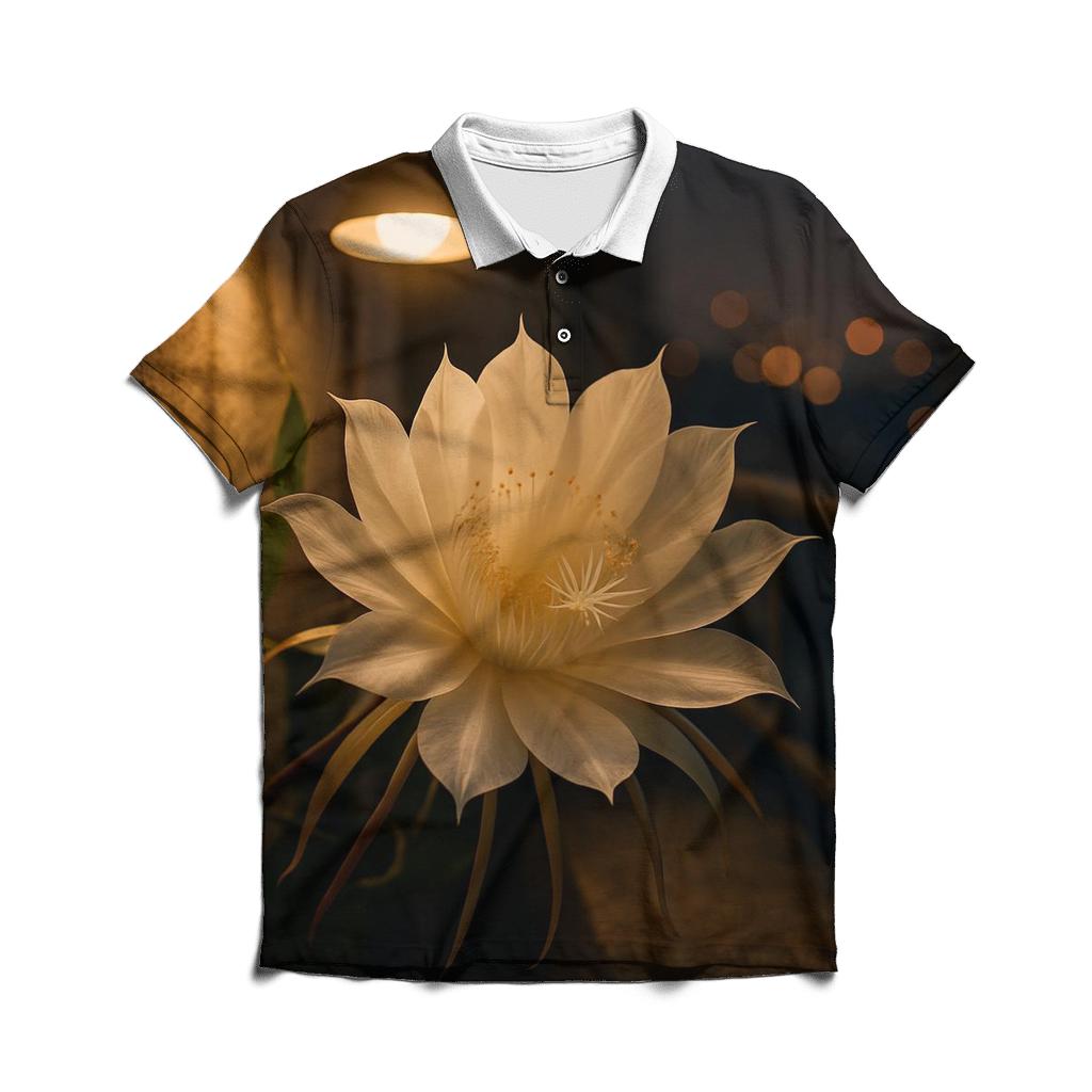 Night Blooming Cereus On City Balcony stylish collar polo tees