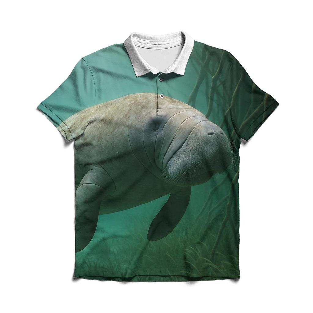 Mangrove Drift West Indian Manatee embroidered polo tops