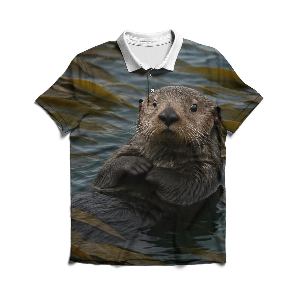 Kelp Forest Patrol Sea Otter premium cotton polo shirts