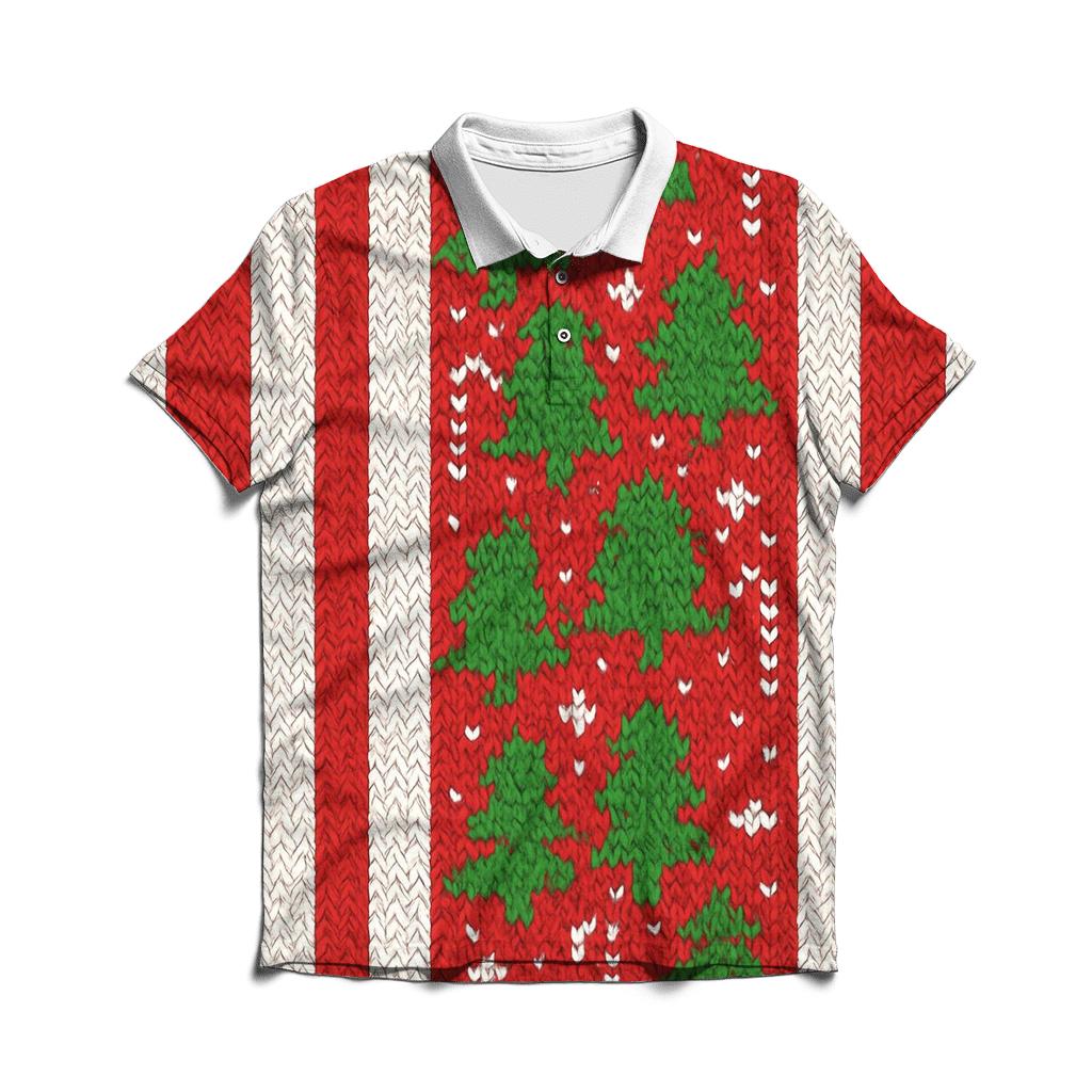 Peppermint Forest Pixel Stripes casual sports polo shirts