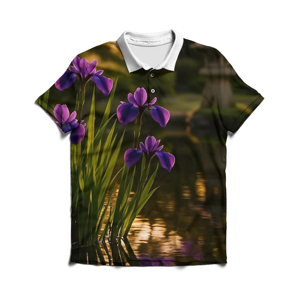 Iris Reflections At Traditional Garden Edge personalized polo shirts