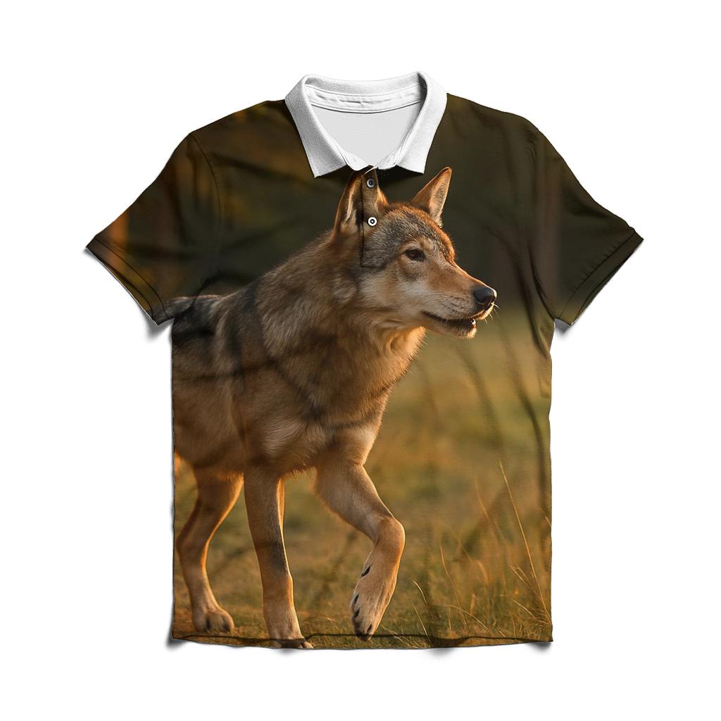 Forest Edge Wolf Listening To Distant Howl custom polo shirts