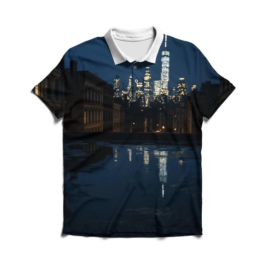 Rain Slicked SoHo Rooftop Reflection personalized polo shirts