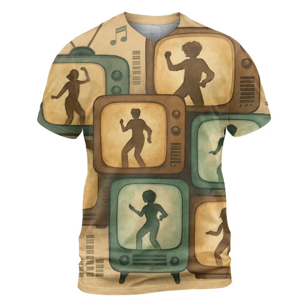 Retro TV Dance Silhouettes artistic all-over print tops